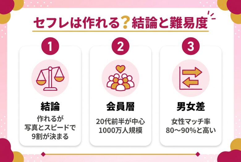 ティンダーでセフレは作れるかの結論と難易度の図解
