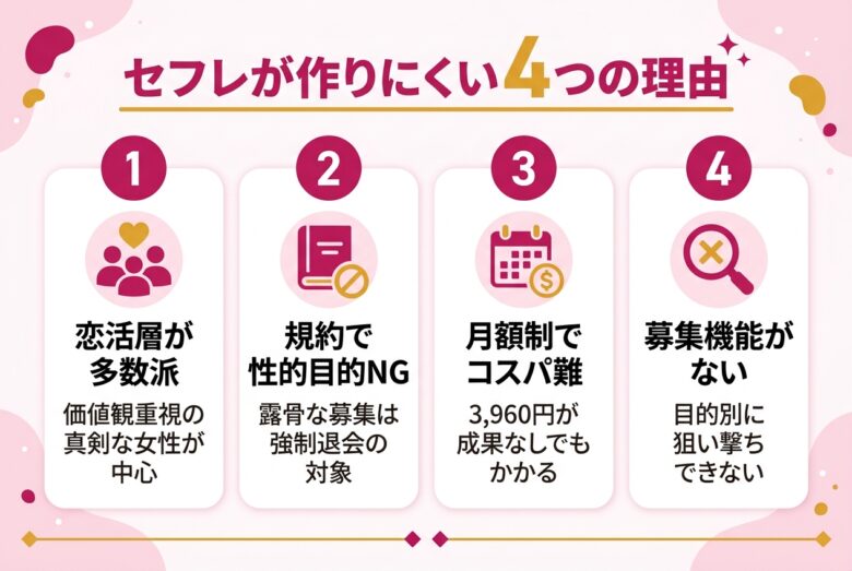withでセフレが作りにくい4つの理由を整理した図解