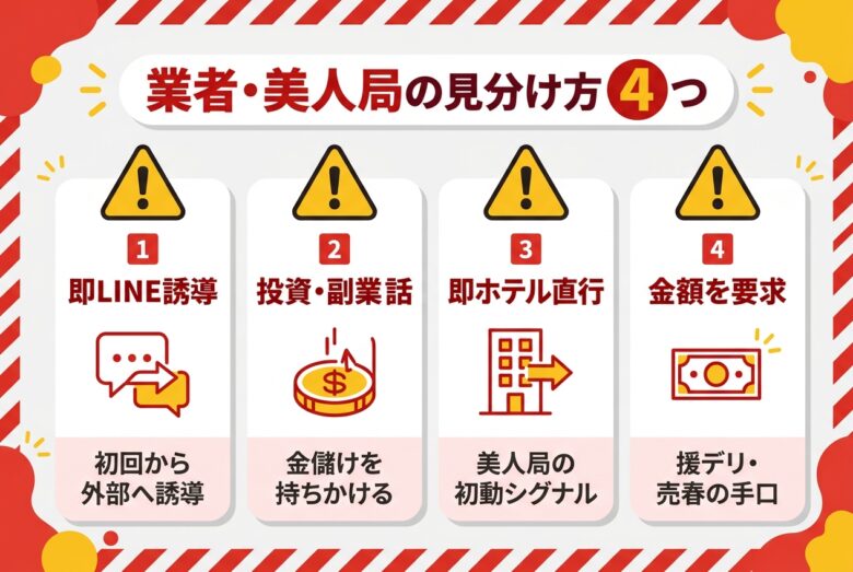 withの業者・美人局・援デリの回避術を示した図解