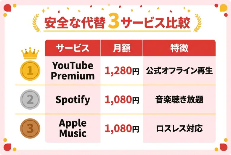 y2downより安全で合法的な代替手段の比較