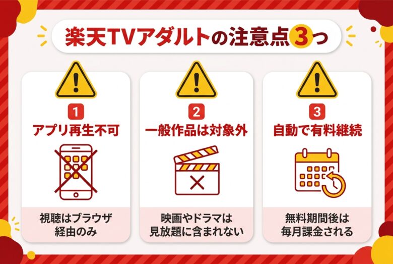 楽天TVアダルトの注意点3つ