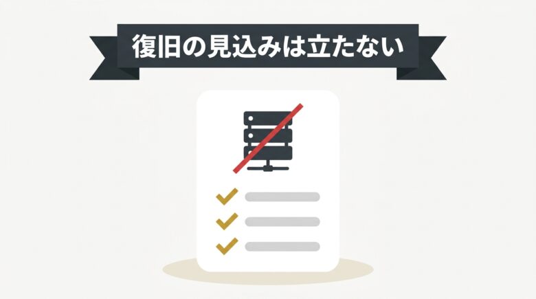 tktubeは復旧の見込みが立たないという結論をまとめた図解